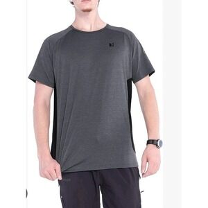 MTKISS Graphene Mens XL Performance T-Shirt Grey Black Short Sleeve Gym Training